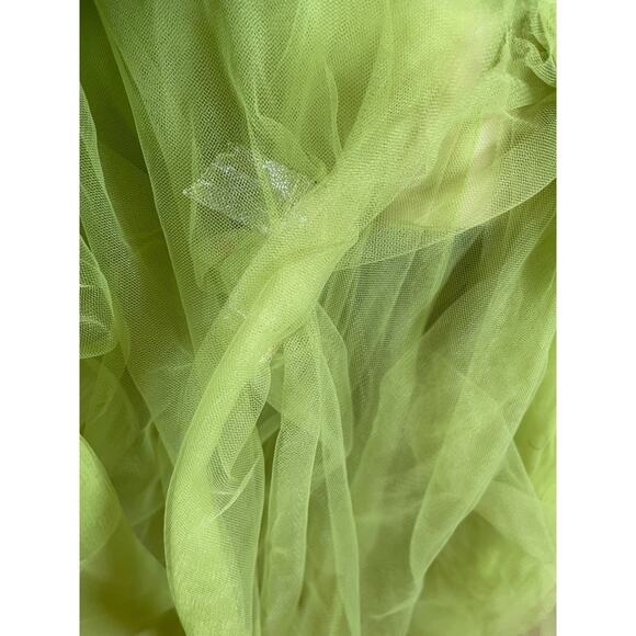 Bronx and Banco Taraji One Shoulder Tulle Tiered High Low Maxi Green Gown Sz XS - Picture 11 of 15